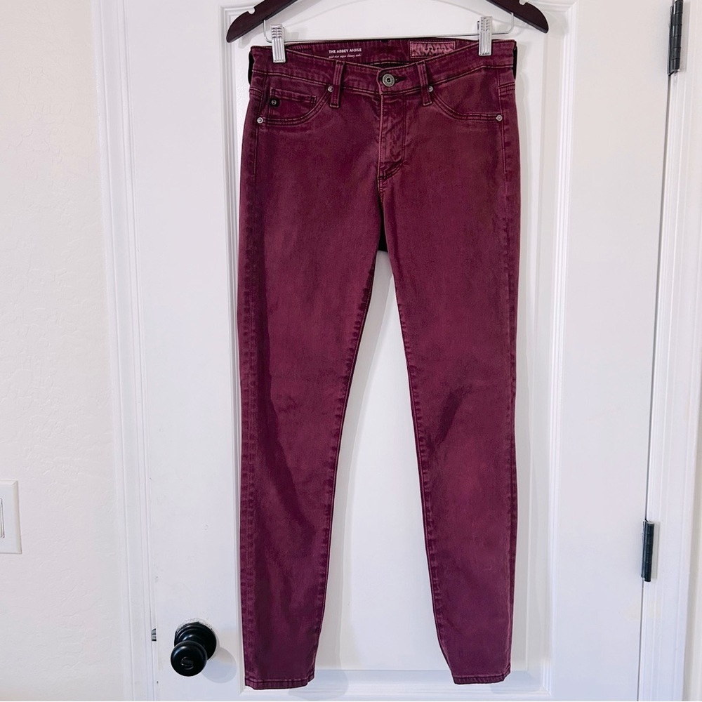 AG Women’s Jeans - The Abbey Ankle Anthropologie Size 26 R Burgundy